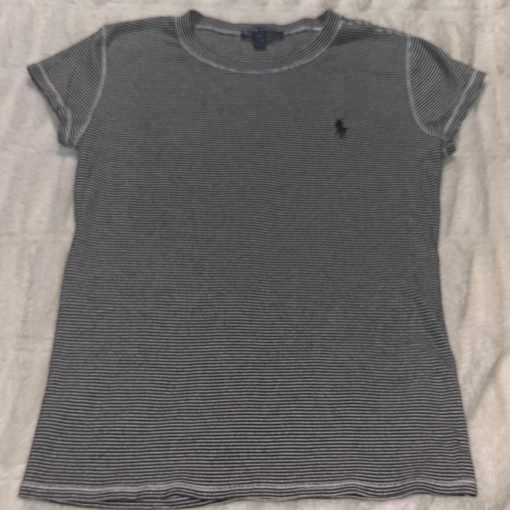 Ralph Lauren Black and White Striped Short Sleeve Tee